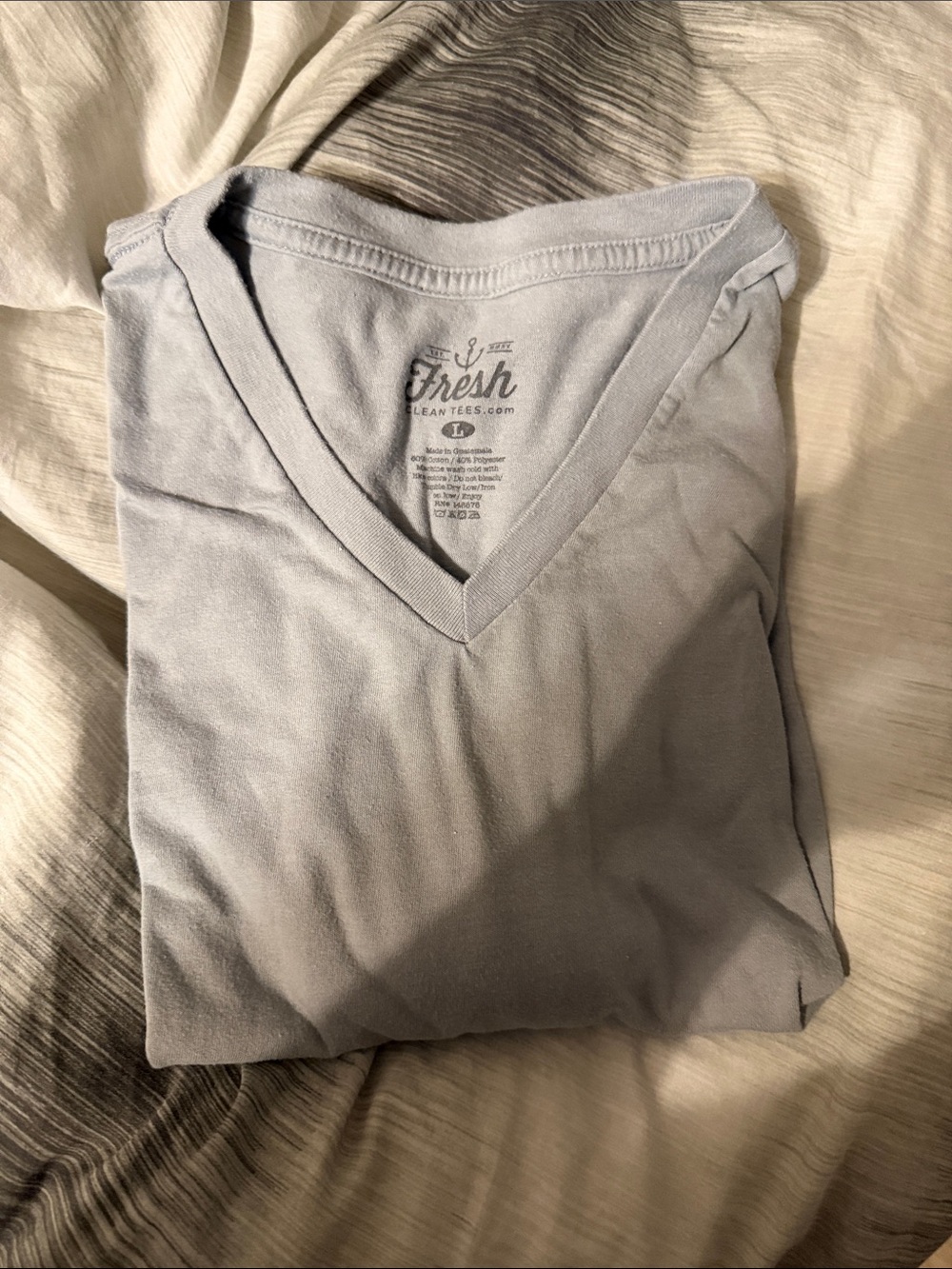 Fresh Clean Tees Men's Light Gray V-Neck Short Sleeve Tee
